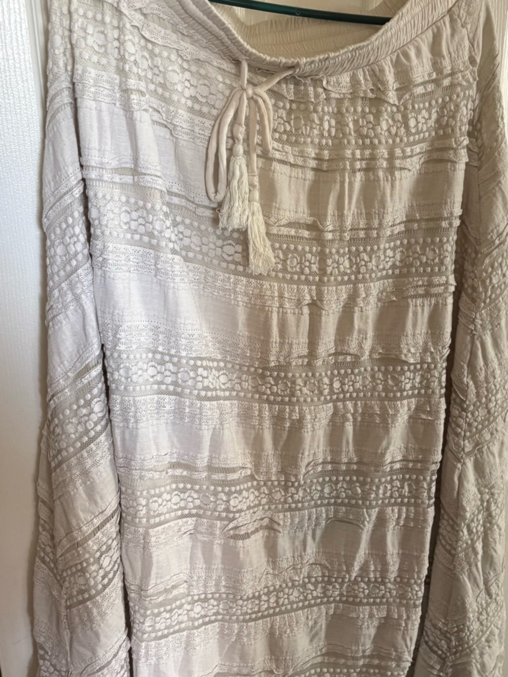 torrid Cream/Tan Boho Maxi Skirt with Tassel Tie